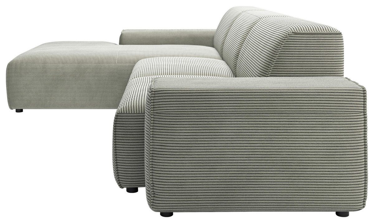 ECKSOFA in Cord Grauweiss  - Schwarz/Grauweiss, Design, Kunststoff/Textil (189/300cm) - Pure Home Lifestyle