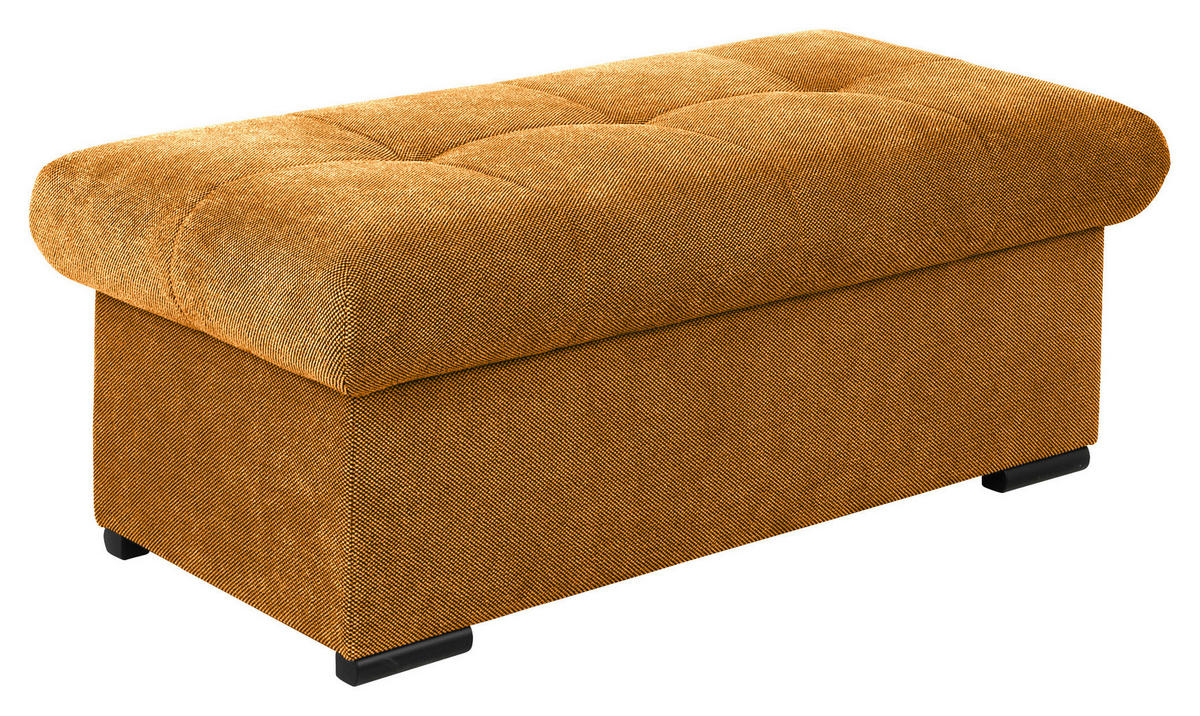 HOCKERBANK 108/42/54 cm Flachgewebe Senfgelb Kunststoff  - Senfgelb/Schwarz, Design, Kunststoff/Textil (108/42/54cm) - Xora