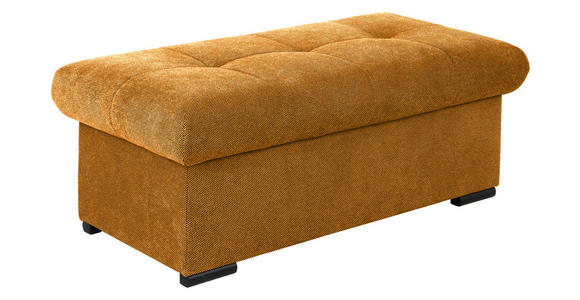 HOCKERBANK 108/42/54 cm Flachgewebe Senfgelb Kunststoff - Senfgelb/Schwarz, Design, Kunststoff/Textil (108/42/54cm) - Xora