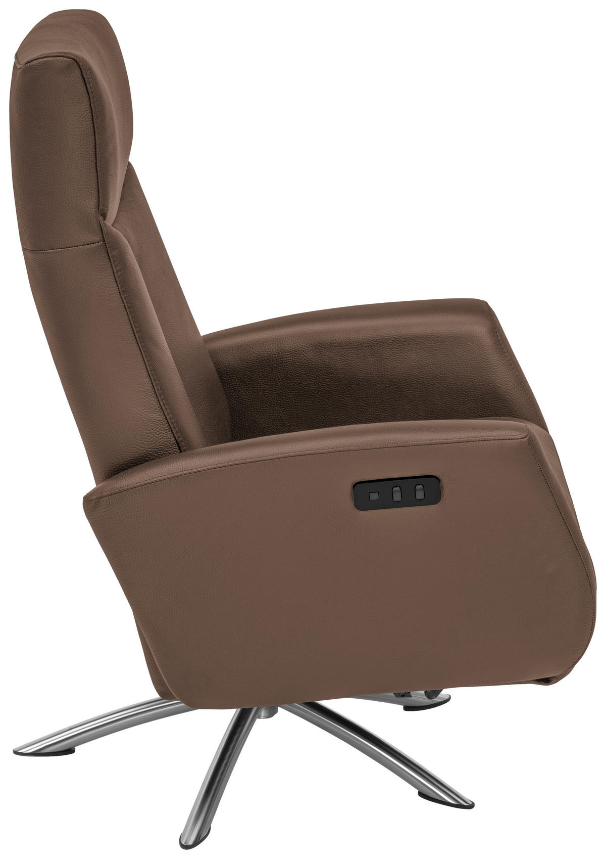 RELAXSESSEL in Leder Braun  - Silberfarben/Braun, Design, Leder/Metall (73/105/82cm) - Welnova