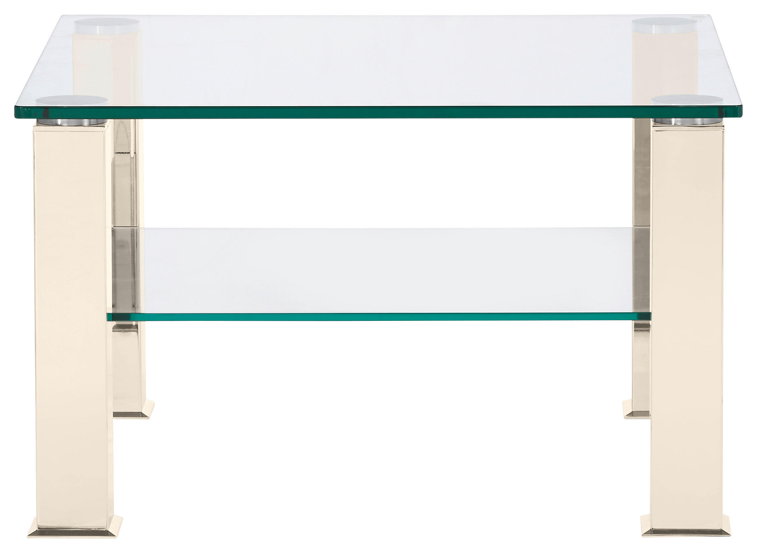 COUCHTISCH in Metall, Glas 75/75/42,5 cm  - Weiss/Creme, Design, Glas/Kunststoff (75/75/42,5cm)