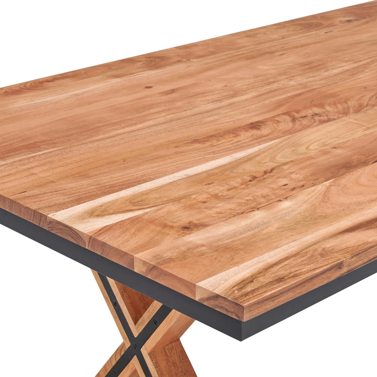 ESSTISCH in Holz, Metall   - Schwarz/Naturfarben, Design, Holz/Metall (180/76/100cm) - Livetastic