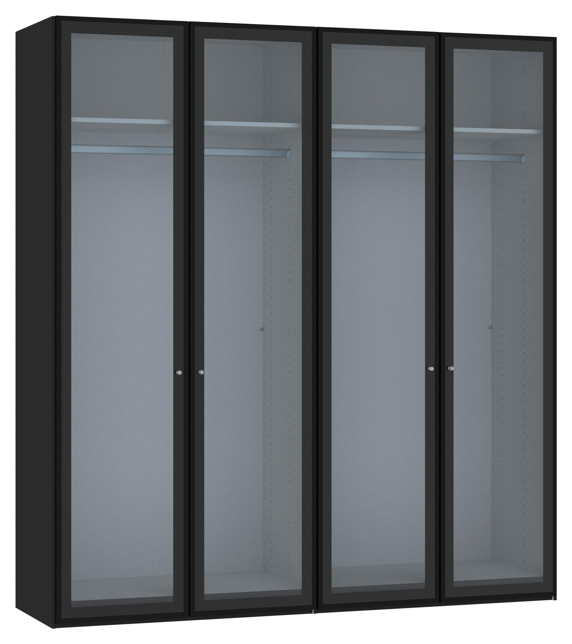 DREHTÜRENSCHRANK 203/220/59 cm 4-türig Schwarz  - Silberfarben/Schwarz, Design, Glas/Holzwerkstoff (203/220/59cm) - Jutzler