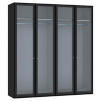 DREHTÜRENSCHRANK 203/220/59 cm 4-türig Schwarz  - Silberfarben/Schwarz, Design, Glas/Holzwerkstoff (203/220/59cm) - Jutzler
