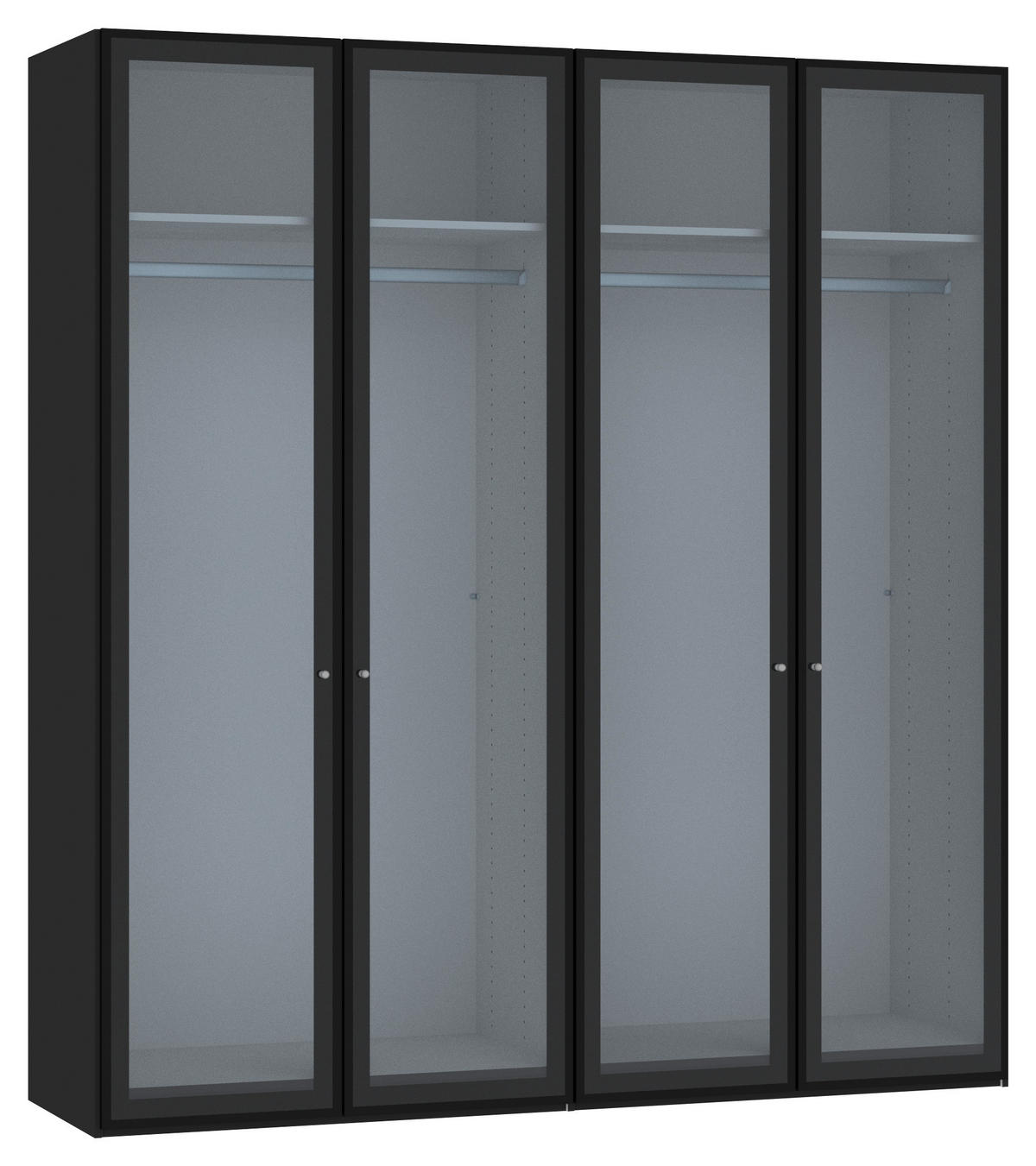 DREHTÜRENSCHRANK 203/220/59 cm 4-türig Schwarz  - Silberfarben/Schwarz, Design, Glas/Holzwerkstoff (203/220/59cm) - Jutzler
