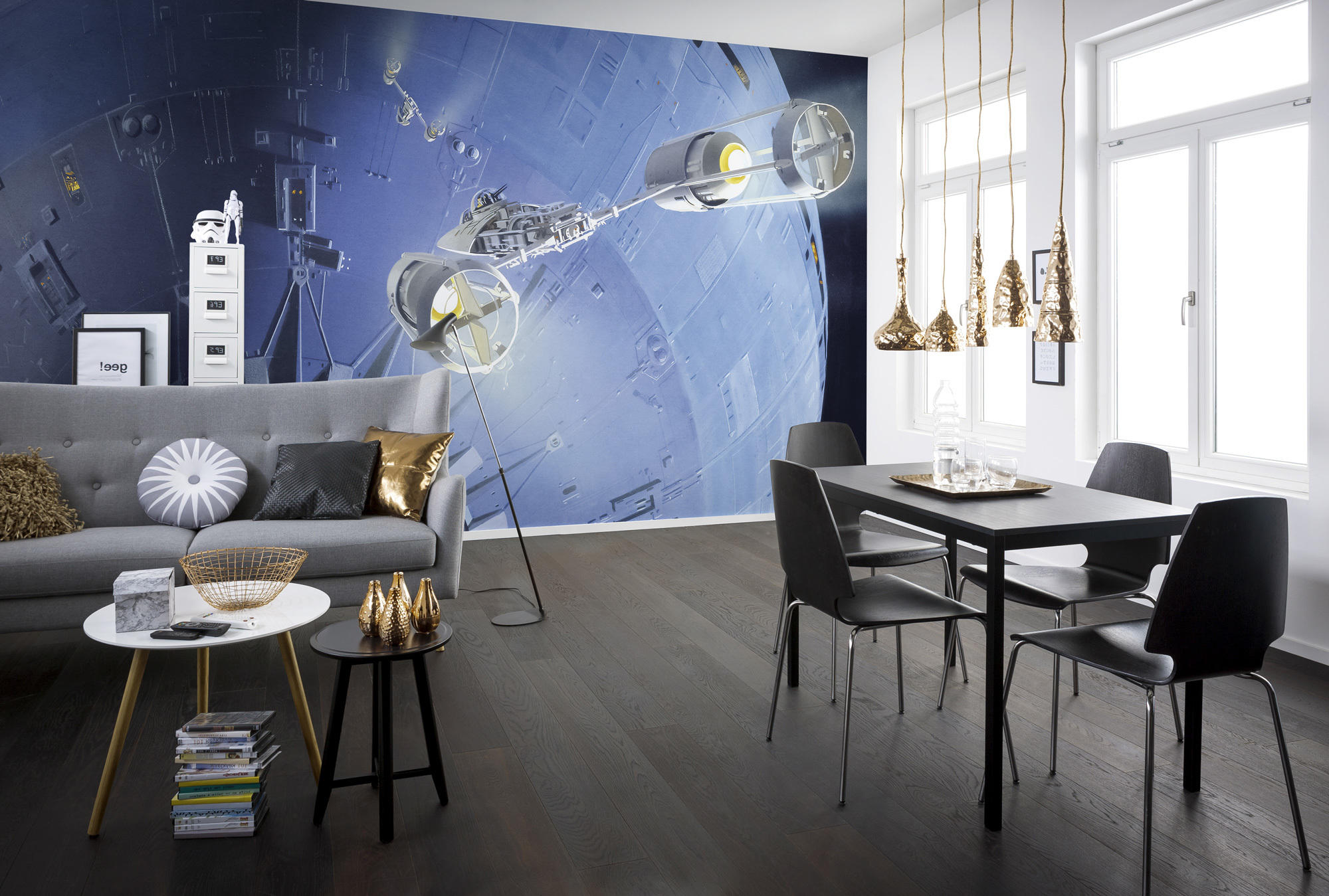 FOTOTAPETE  - Blau/Schwarz, Trend (500/250cm) - Xora