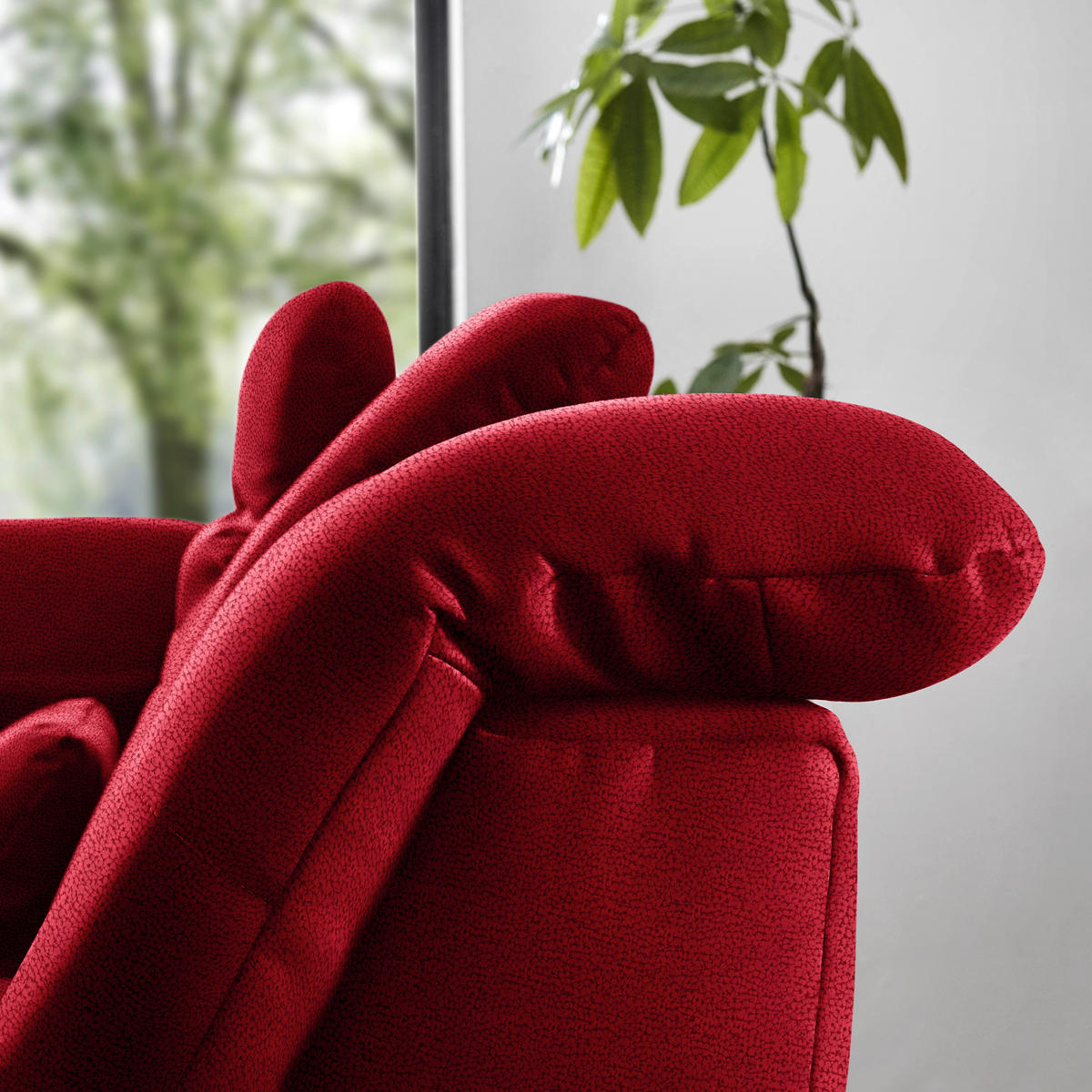 ECKSOFA  in Flachgewebe Rot  195/309 cm  - Chromfarben/Rot, Design, Textil (195/309cm) - Beldomo Style