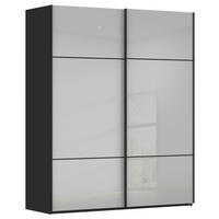 SCHWEBETÜRENSCHRANK Grau, Schwarz  - Schwarz/Grau, Konventionell, Glas/Holzwerkstoff (201/223/67cm) - Novel
