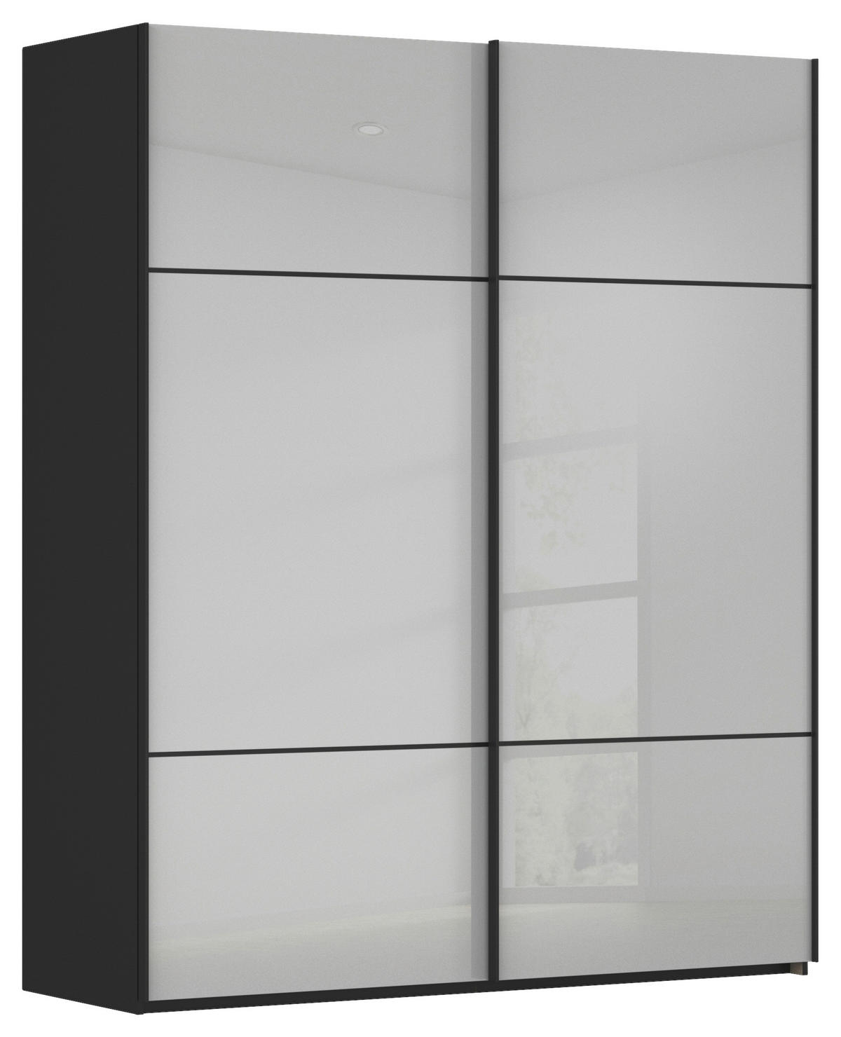 SCHWEBETÜRENSCHRANK Grau, Schwarz  - Schwarz/Grau, Konventionell, Glas/Holzwerkstoff (201/223/67cm) - Novel