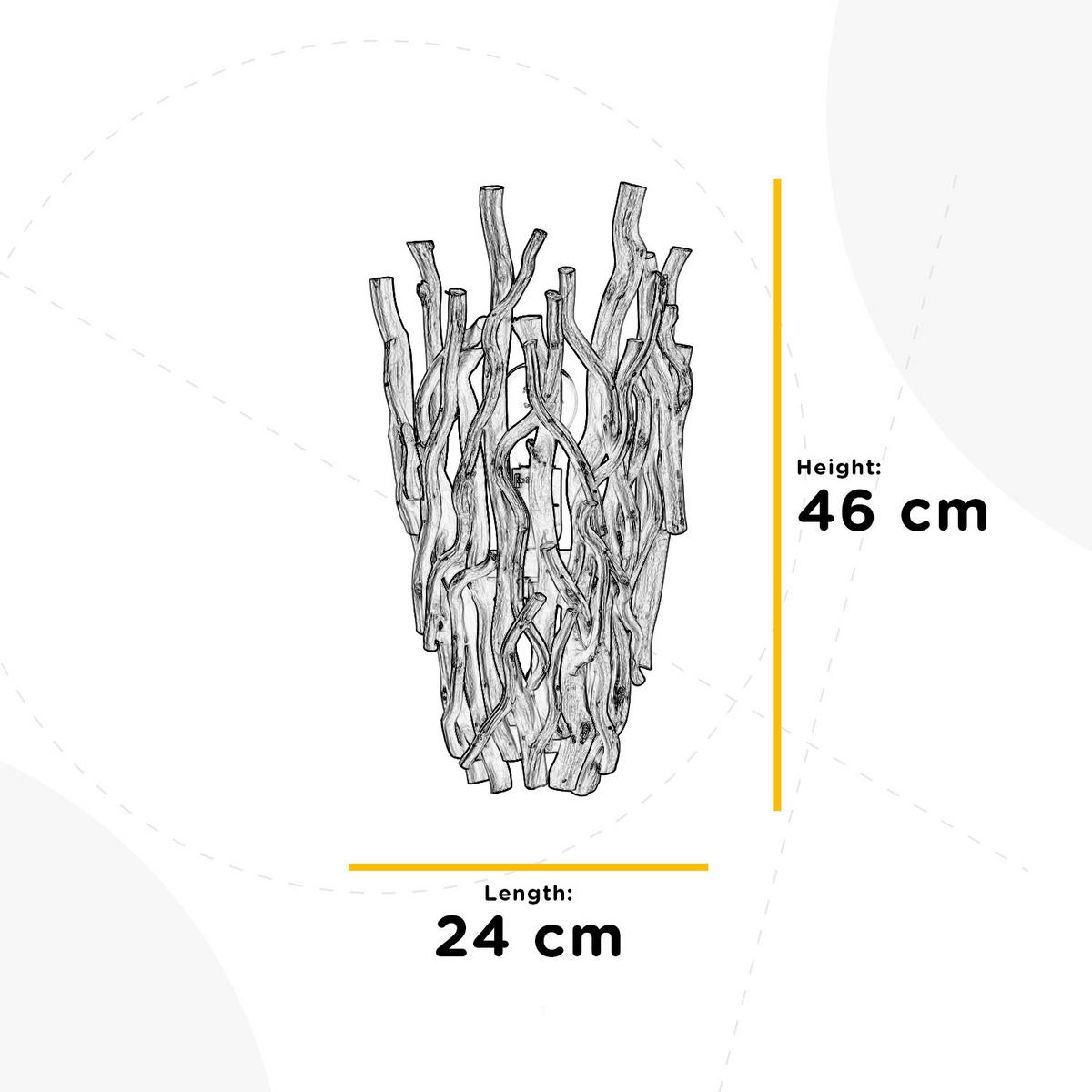 WANDLEUCHTE 24/15/46 cm   - Akaziefarben, Natur, Holz/Metall (24/15/46cm)