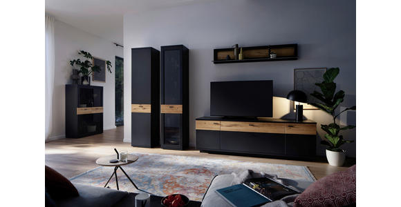 ZEILENSCHRANK Grau, Schwarz, Eichefarben 45/201/37 cm - Eichefarben/Anthrazit, Design, Holzwerkstoff/Metall (45/201/37cm) - Novel