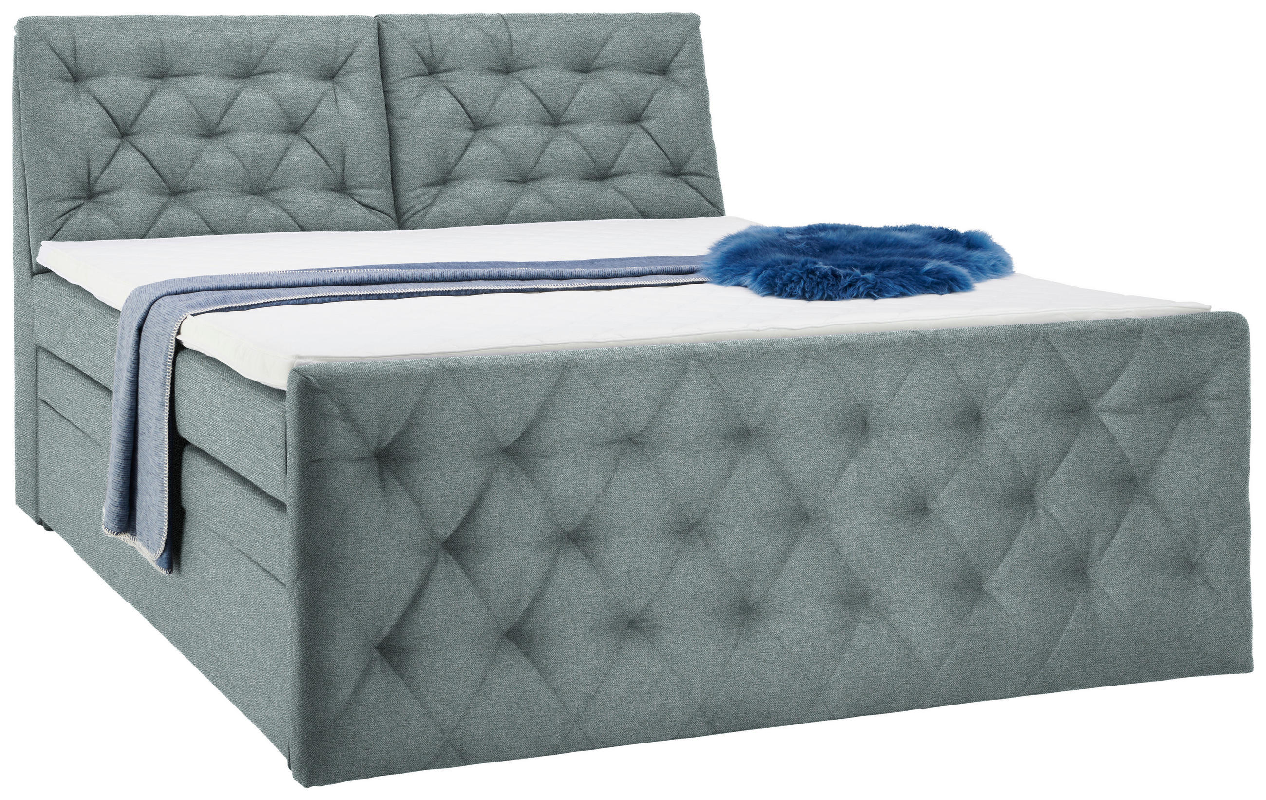 BOXSPRINGBETT 160/200 cm  in Mintgrün  - Schwarz/Mintgrün, KONVENTIONELL, Kunststoff/Textil (160/200cm) - Carryhome