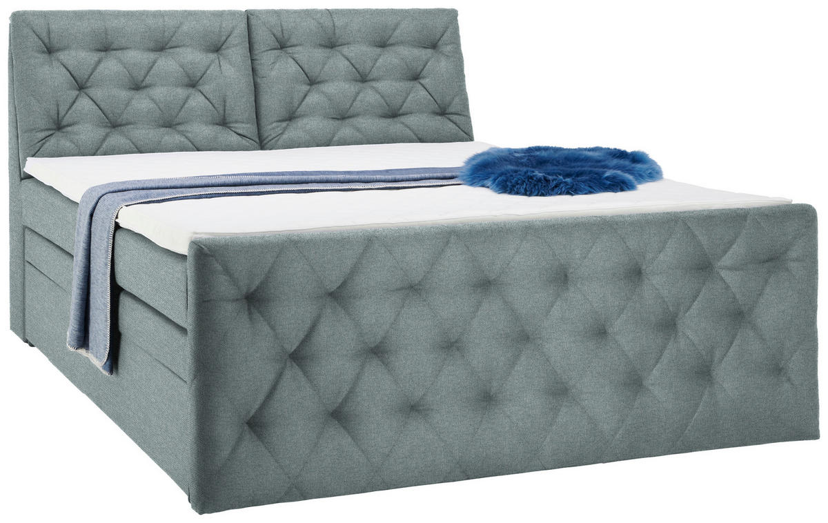 Pat Boxspring, 180/200 cm, verde mentă - verde mentă/negru, Konventionell, plastic/textil (180/200cm) - Esposa