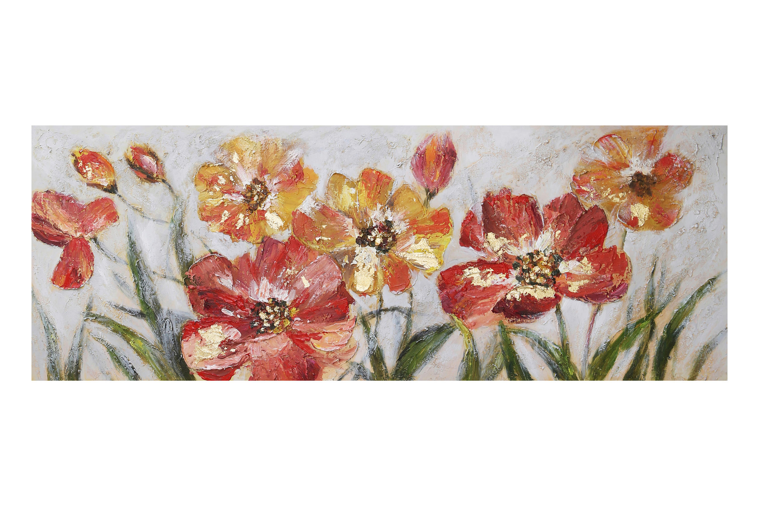 OLEJOMALBA, květiny, 150/55 cm  - zelená/žlutá, Natur, dřevo/textil (150/55cm) - Monee