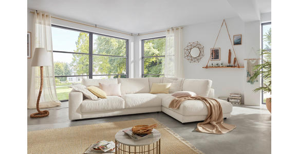 ECKSOFA  in Cord Creme  325/224 cm  - Creme/Schwarz, Design, Kunststoff/Textil (325/224cm) - Hom`in