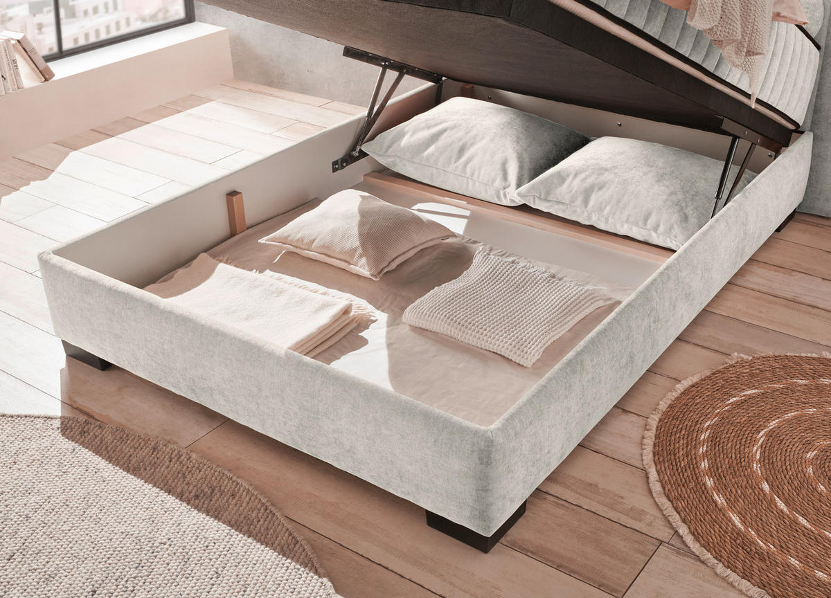 BOXBETT 140/200 cm  in Beige  - Beige/Schwarz, Modern, Holzwerkstoff/Kunststoff (140/200cm) - MID.YOU