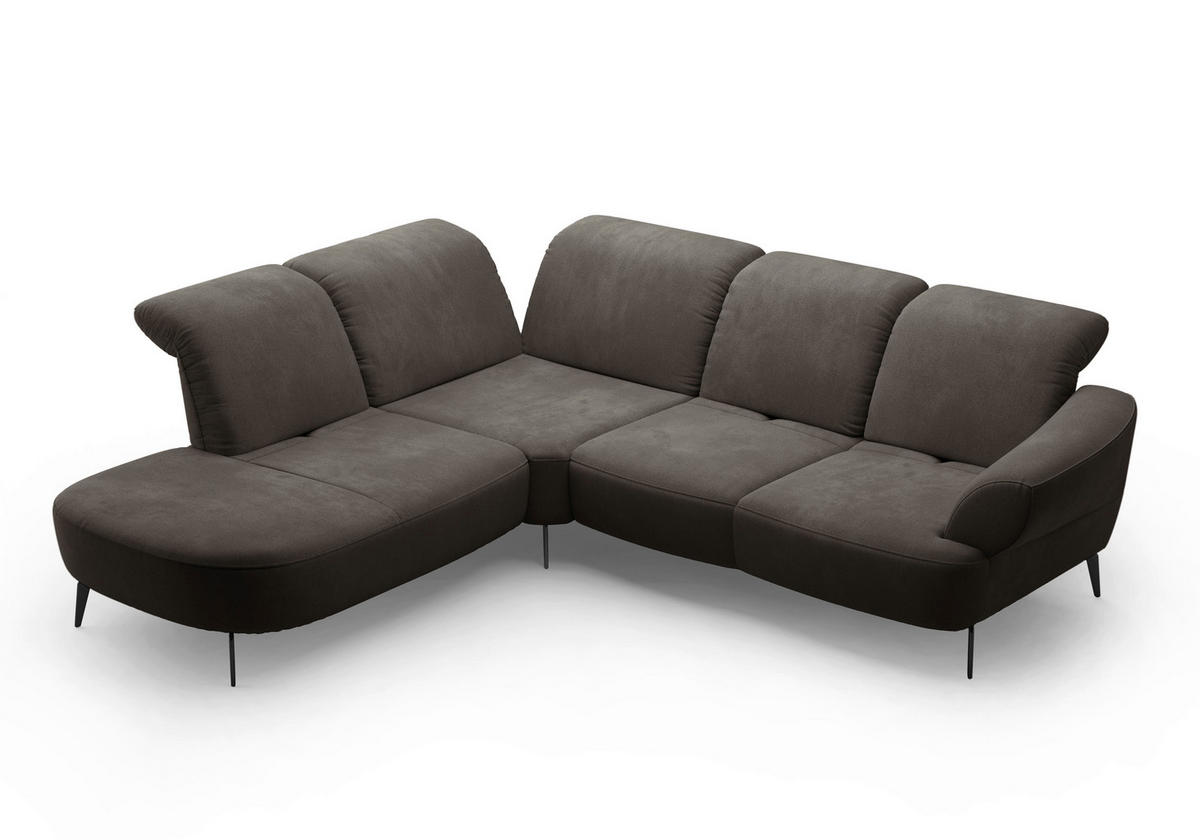 ECKSOFA in Flachgewebe Graphitfarben  - Schwarz/Graphitfarben, Modern, Textil/Metall (270/302cm) - Sit & More