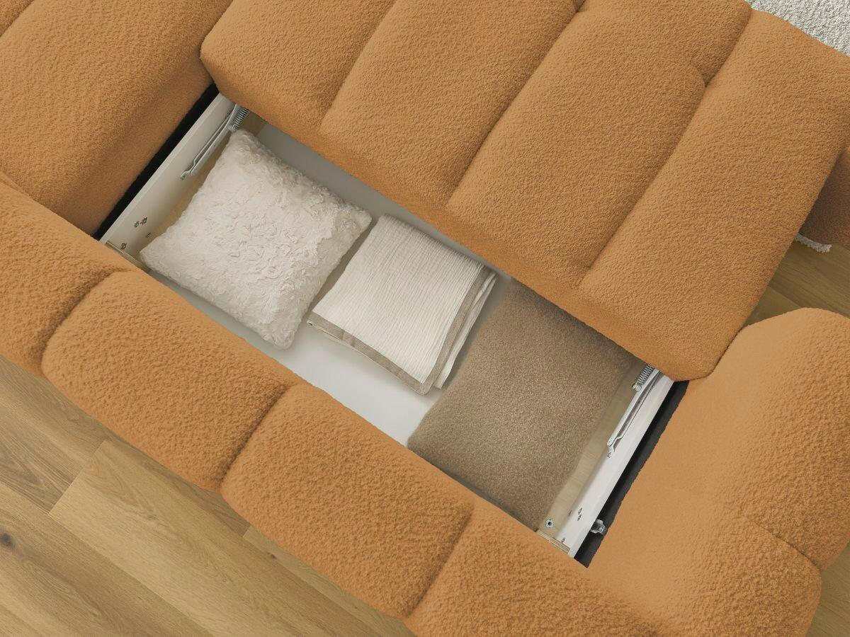 ECKSCHLAFSOFA FUJI Bouclé Gelb  inkl.  - Gelb/Schwarz, MODERN, Kunststoff/Textil (292/160cm)