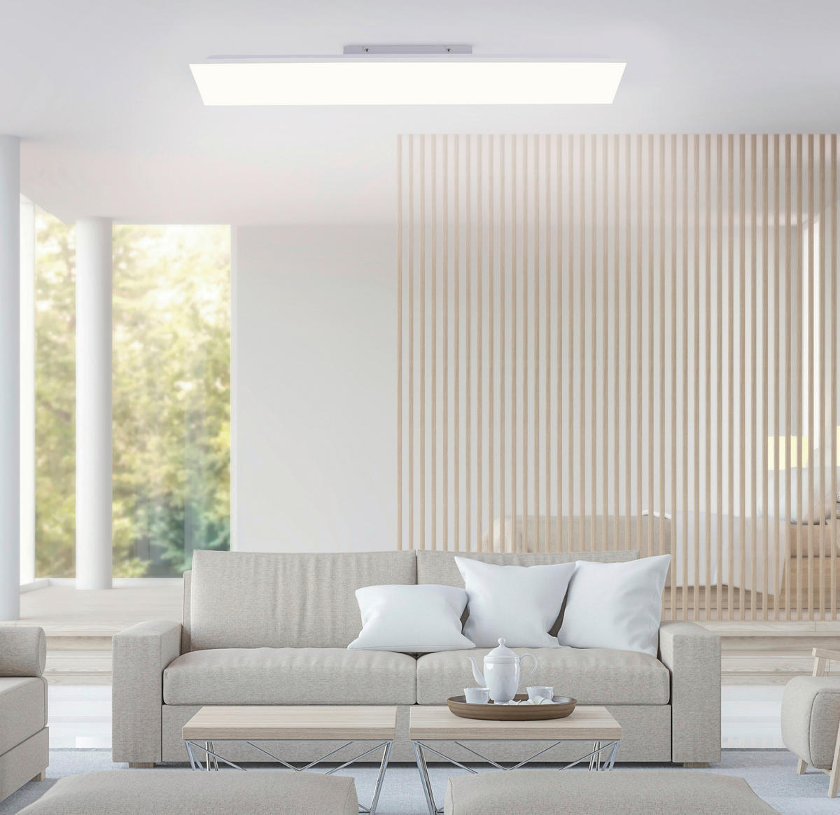 LED-DECKENLEUCHTE Canvas 100/25/6,2 cm   - Basics, Kunststoff/Metall (100/25/6,2cm)