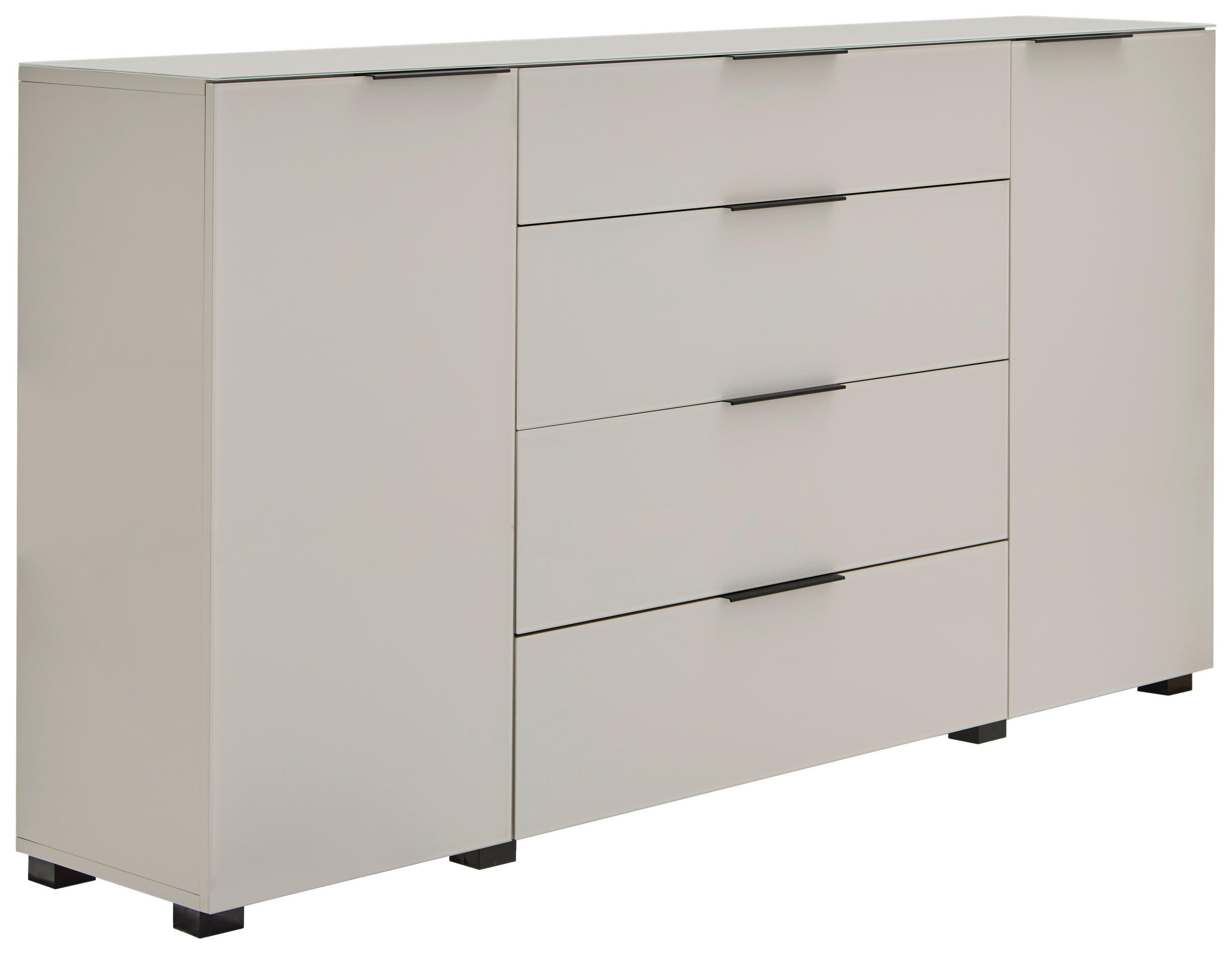 SIDEBOARD  180/99,7/42 cm 4 Schublade(n)  - Kaschmir/Schwarz, Design, Glas/Holzwerkstoff (180/99,7/42cm) - Novel