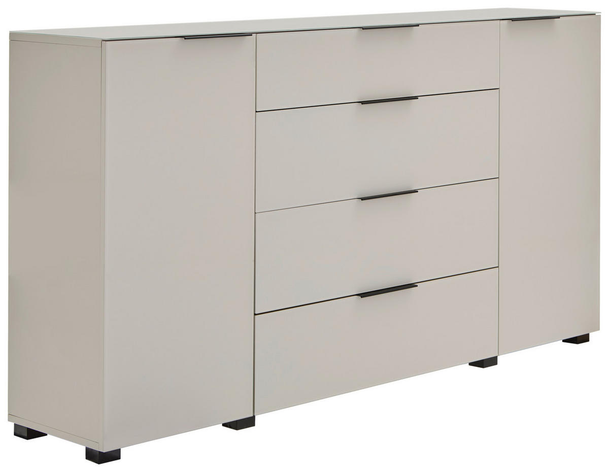 SIDEBOARD  180/99,7/42 cm 4 Schublade(n)  - Kaschmir/Schwarz, Design, Glas/Holzwerkstoff (180/99,7/42cm) - Novel