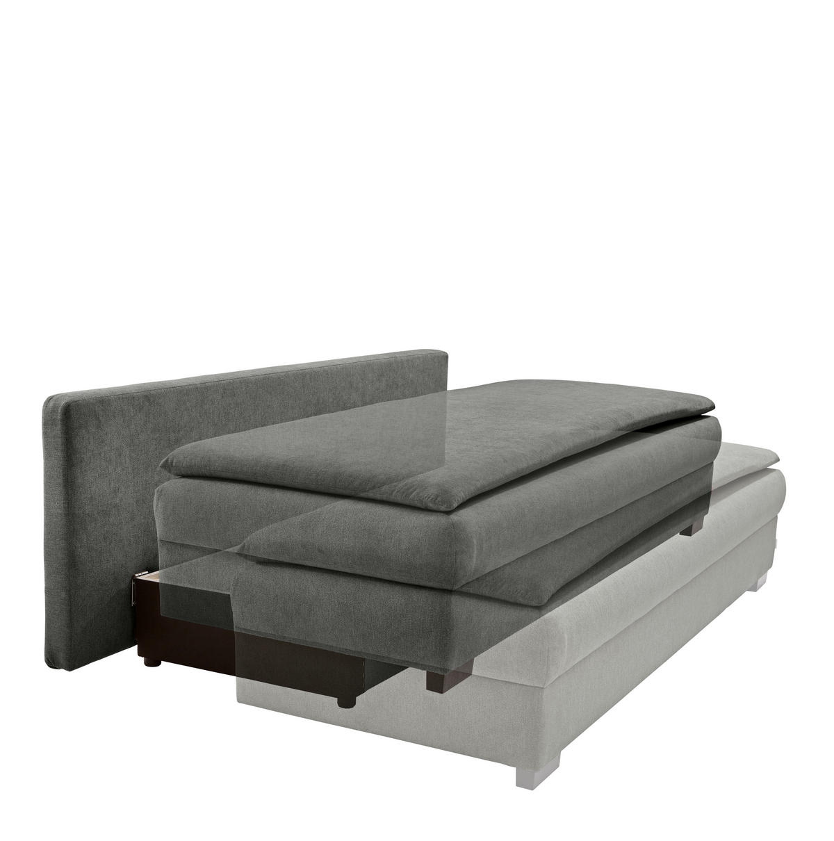 KANAPÉÁGY szürke  - fekete/szürke, Konventionell, műanyag/textil (207/94/90cm) - Venda