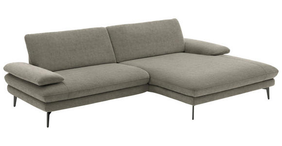 ECKSOFA in Velours Grau 284/184 cm - Schwarz/Grau, Design, Textil/Metall (284/184cm) - Dieter Knoll