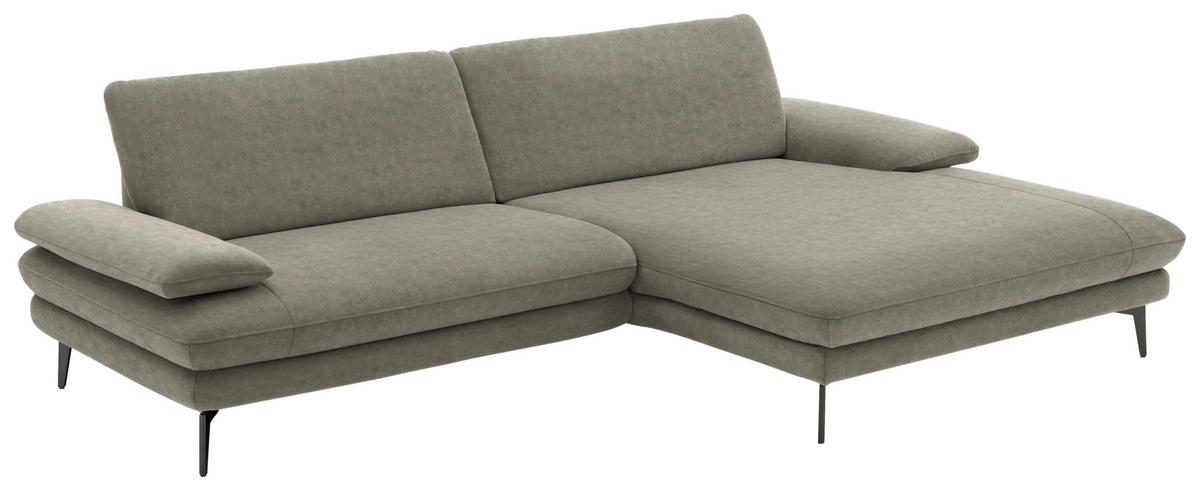 ECKSOFA in Velours Grau  - Schwarz/Grau, Design, Textil/Metall (284/184cm) - Dieter Knoll
