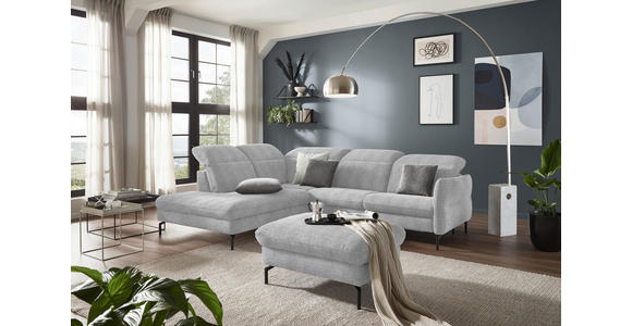 ECKSOFA in Flachgewebe Hellgrau 233/299-313 cm - Hellgrau/Schwarz, Design, Textil/Metall (233/299-313cm) - Dieter Knoll