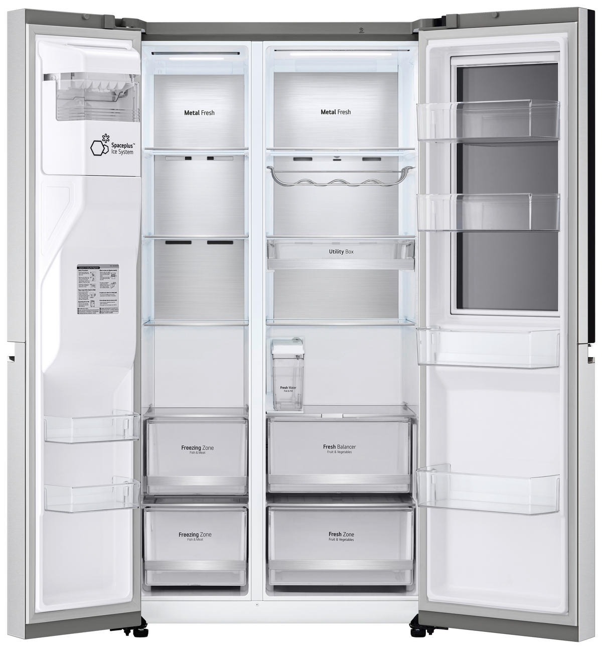 SIDE-BY-SIDE 91,3/180/73,4 cm GSXV91BSAE  - Silberfarben, Trend, Glas/Kunststoff (91,3/180/73,4cm) - LG