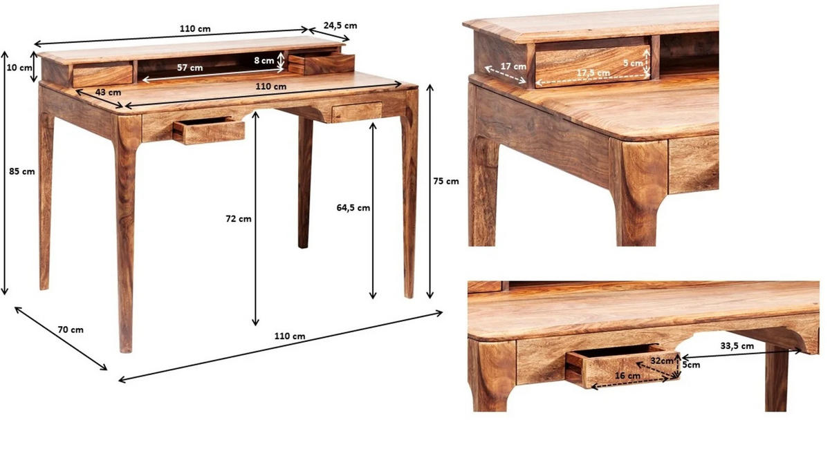 SCHREIBTISCH 110/85/70 cm  in Braun  - Braun, Trend, Holz/Holzwerkstoff (110/85/70cm) - Kare-Design