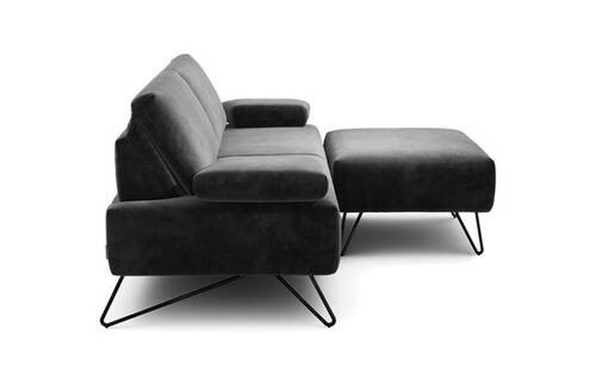 2,5-SITZER in Samt Anthrazit  - Anthrazit/Schwarz, Design, Textil/Metall (204-234/85/86-94cm) - SENSOO