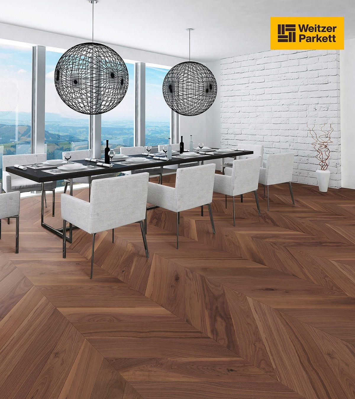 FISCHGRÄT Nussbaum Stab 750  per  m² - Nussbaumfarben, Design, Holz (75/12,5/0,93cm) - Weitzer Parkett
