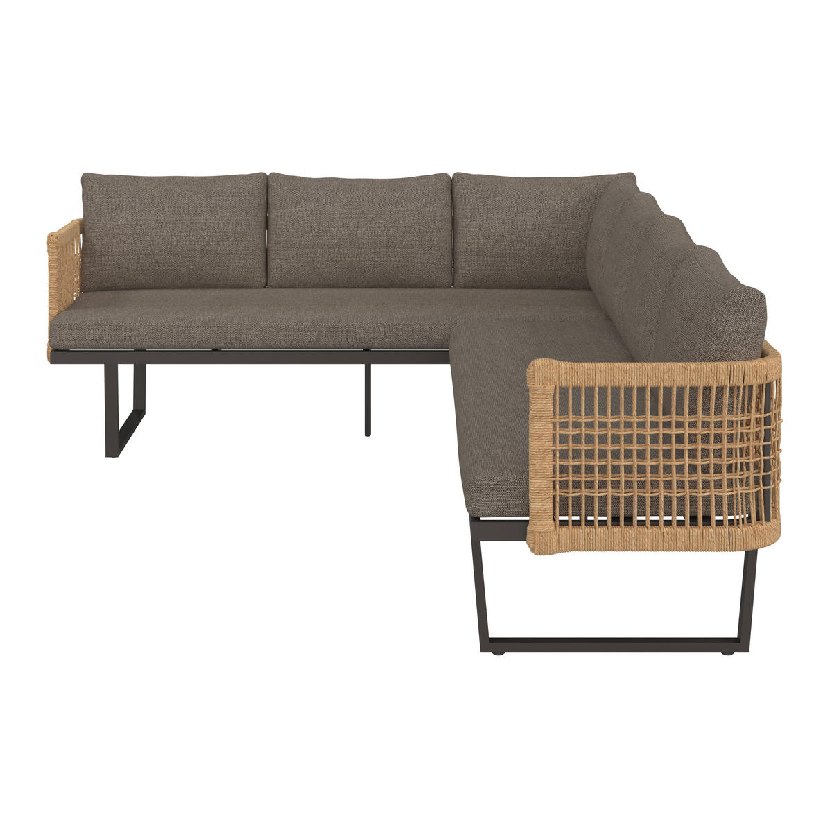 LOUNGEGARNITUR 4-teilig  256/198 cm  Aluminium  - Anthrazit/Braun, MODERN, Glas/Kunststoff (256/198cm) - Beldano