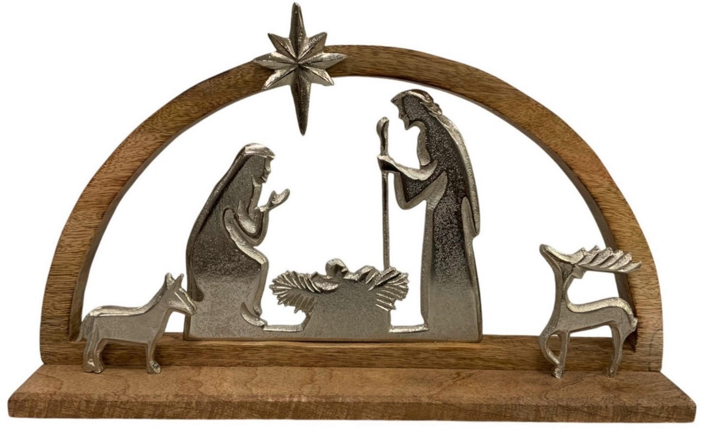 KRIPPENFIGUR - Silberfarben/Braun, LIFESTYLE, Holz/Metall (32/6,5/20cm) - X-Mas