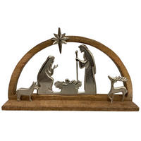 KRIPPENFIGUR - Silberfarben/Braun, LIFESTYLE, Holz/Metall (32/6,5/20cm) - X-Mas
