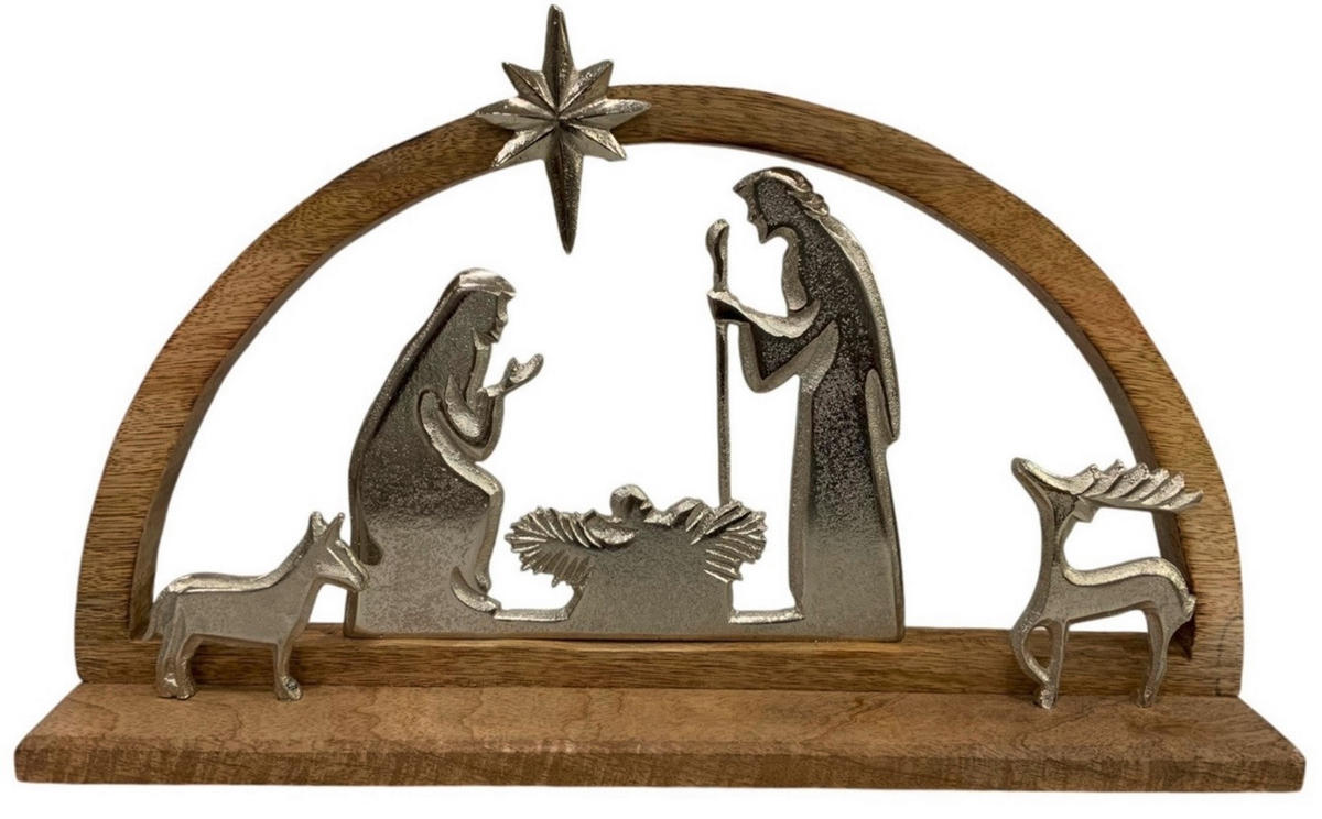 KRIPPENFIGUR - Silberfarben/Braun, LIFESTYLE, Holz/Metall (32/6,5/20cm) - X-Mas