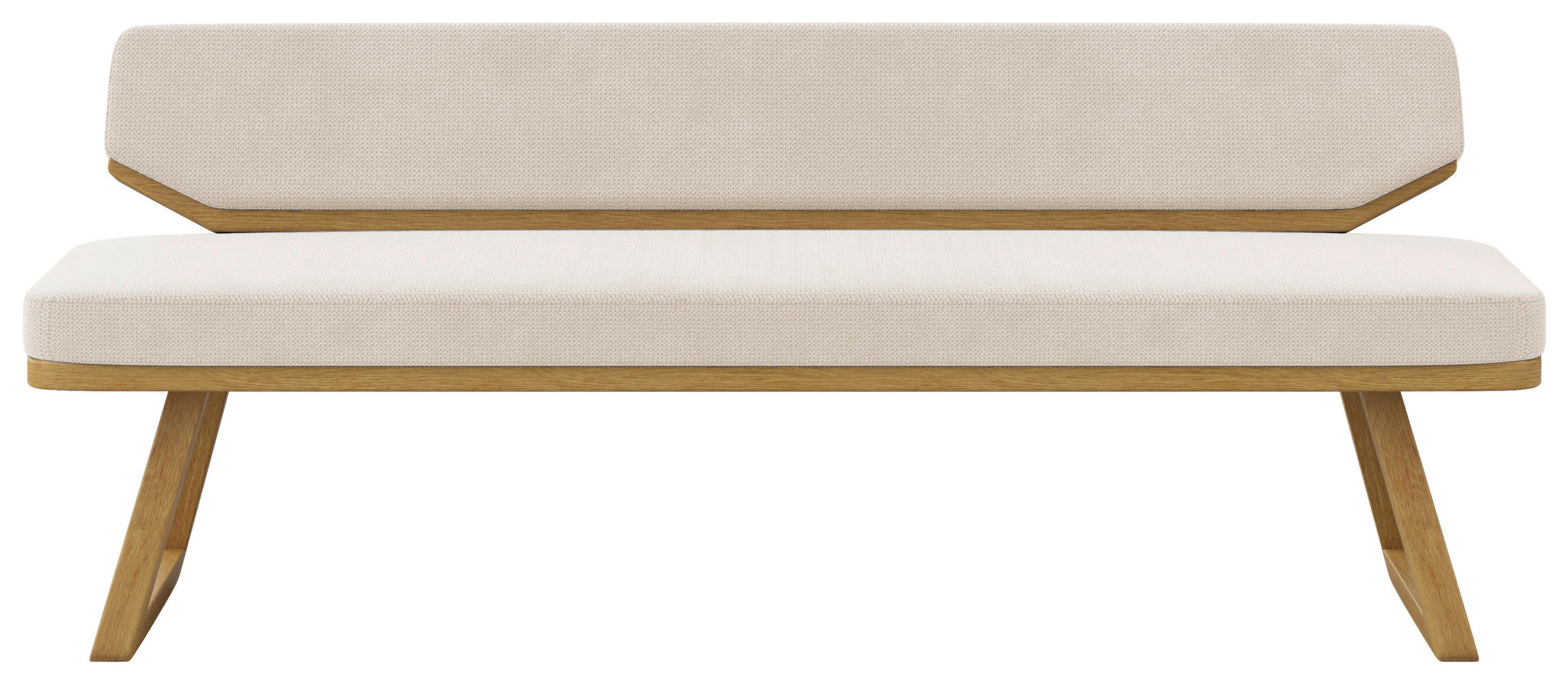 SITZBANK 190/80/52 cm Flachgewebe Weiß, Eichefarben Eiche massiv  - Eichefarben/Weiß, Basics, Holz/Textil (190/80/52cm) - Carryhome
