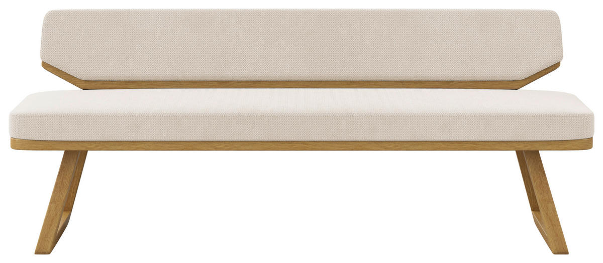 SITZBANK 190/80/52 cm Flachgewebe Eichefarben, Weiß Eiche massiv  - Eichefarben/Weiß, Basics, Holz/Textil (190/80/52cm) - Carryhome