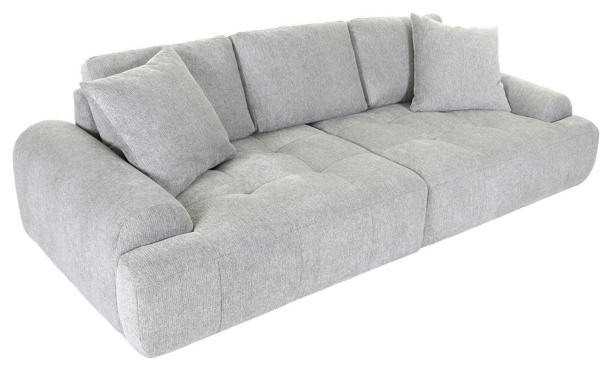 BIGSOFA Flachgewebe Grau  - Schwarz/Grau, KONVENTIONELL, Kunststoff/Textil (276/95/130cm) - Carryhome
