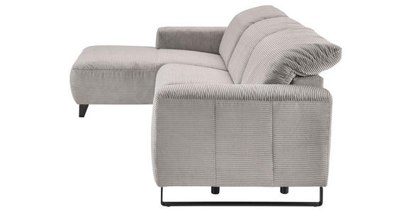 ECKSOFA in Cord Grau  - Schwarz/Grau, KONVENTIONELL, Textil/Metall (180/266cm) - Hom`in