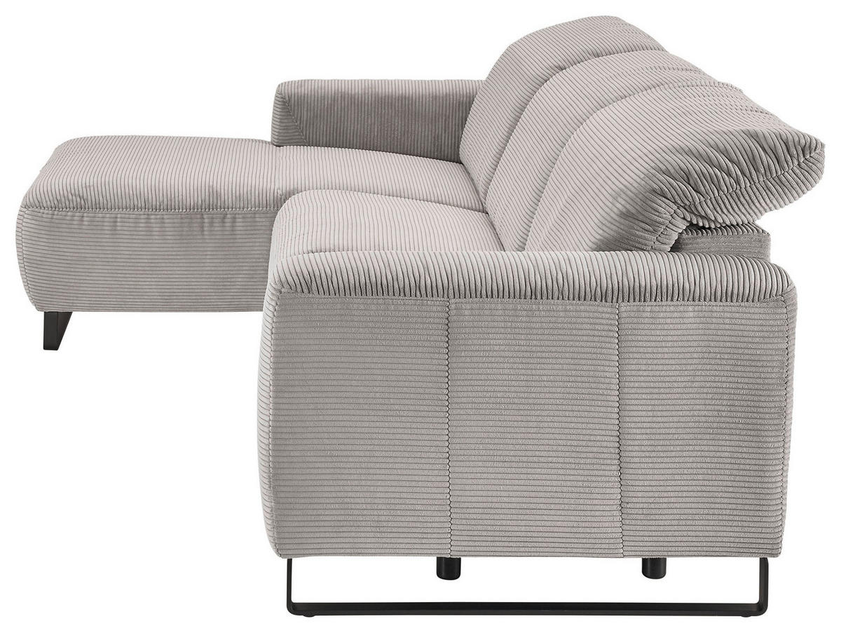 ECKSOFA Grau Cord  - Schwarz/Grau, KONVENTIONELL, Textil/Metall (180/266cm) - Hom`in