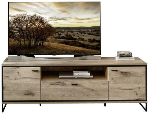 TV-ELEMENT - Eichefarben/Schwarz, KONVENTIONELL, Holzwerkstoff/Metall (180/61/49cm) - Livetastic