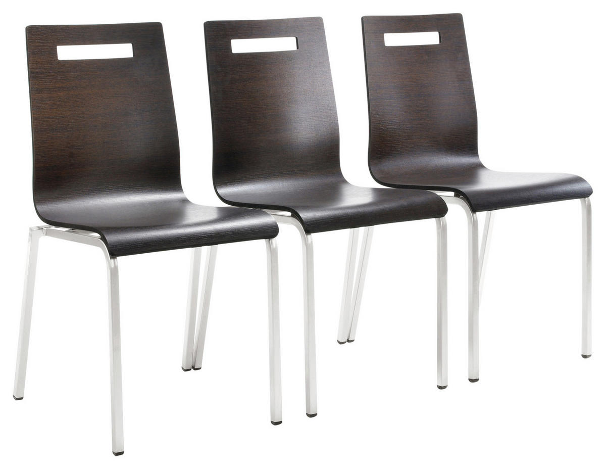 BESUCHERSTUHL Wengefarben  - Chromfarben/Wengefarben, Basics, Holz/Metall (48/87/55cm) - MID.YOU
