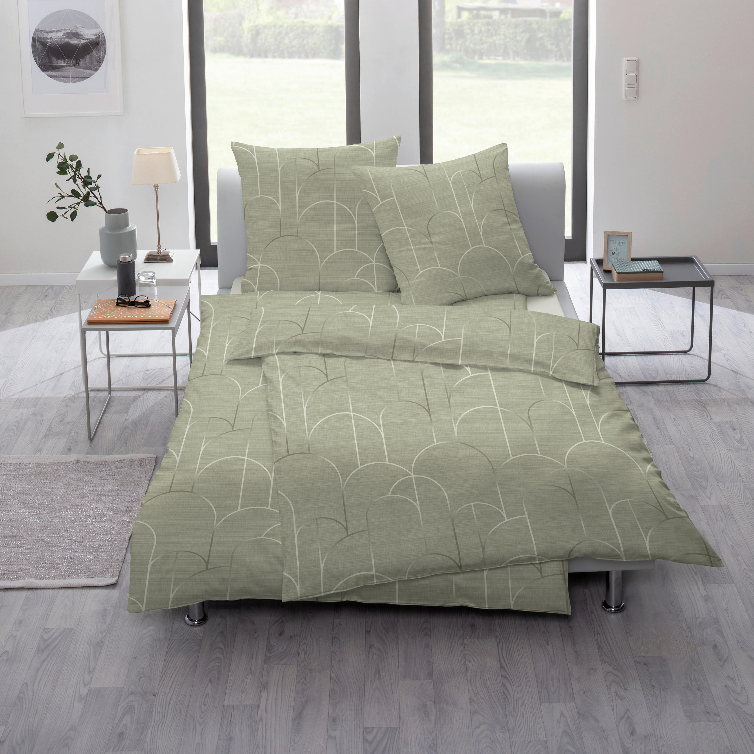 BETTWÄSCHE Atelier Makosatin 135/200 cm  - Grün, Design, Textil (135/200cm) - Estella
