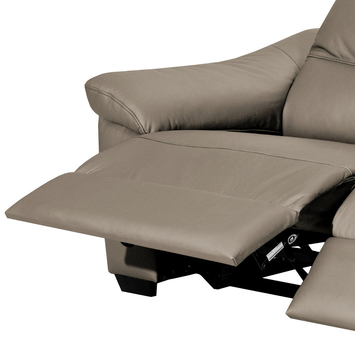 2,5-SITZER  in Echtleder Grau   - Schwarz/Grau, Design, Leder/Holz (214/97/97cm) - Livetastic