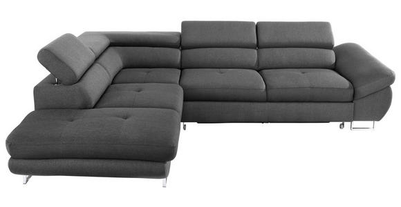 ECKSOFA Dunkelgrau Webstoff Bettkasten, Schlaffunktion, Rücken echt, Kopfteilverstellung  - Dunkelgrau, Design, Textil/Metall (235/280cm) - Hom`in