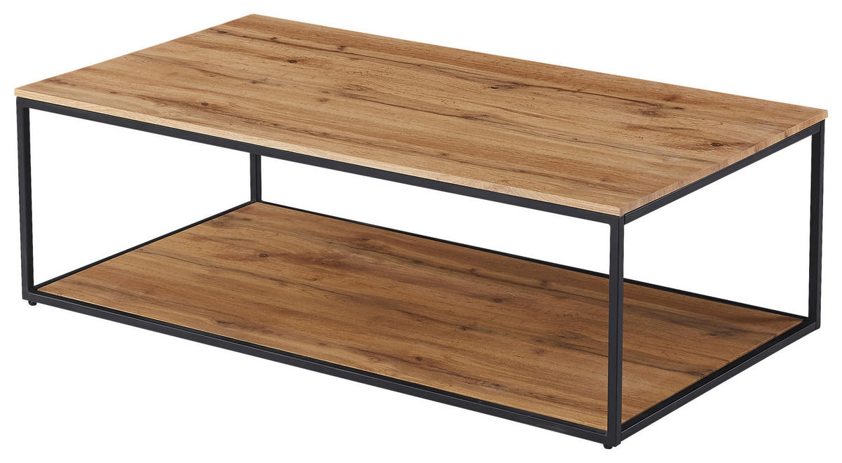 COUCHTISCH 110/60/35 cm rechteckig Schwarz, Eichefarben  - Eichefarben/Schwarz, Design, Holzwerkstoff/Metall (110/60/35cm) - Ti'me