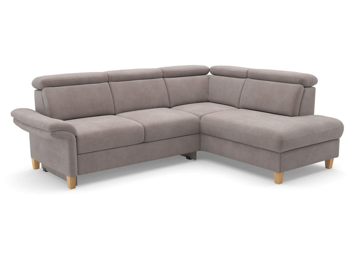ECKSOFA GLENDALE E Taupe Flachgewebe  - Taupe/Eichefarben, KONVENTIONELL, Holz/Textil (247/193cm) - Sit & More