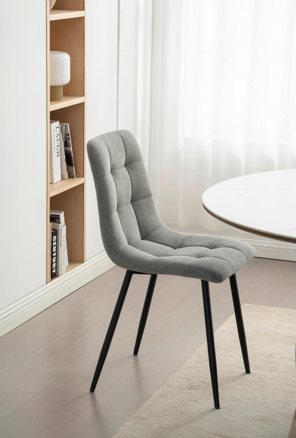 STOL S ŠTIRIMI NOGAMI, les, kovina, tekstil siva  - siva/črna, Konvencionalno, kovina/tekstil (45/88/55cm) - P & B